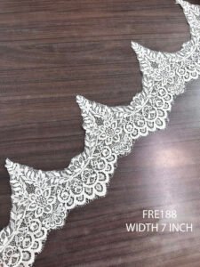FRE188 Eyelash White Chantilly Lace 7 Inch Trim Border