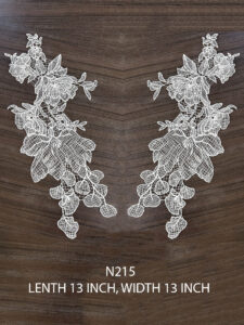 N215 Poly White Fine Lace Neck Pairs – Elegant Embroidered Neckline Set for Boutique Garments