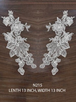 N215 Poly White Fine Lace Neck Pairs – Elegant Embroidered Neckline Set for Boutique Garments