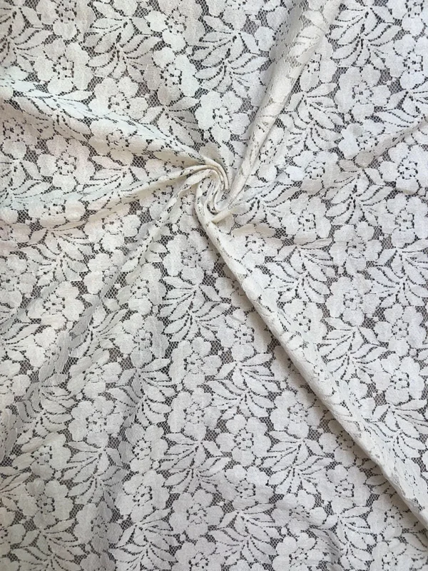 Raschel cotton fabric RF101 – soft textured lace fabric in griege, ideal for bridal and summer couture