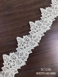 Elegant white chemical lace trim SC1226 for bridal and designer garments