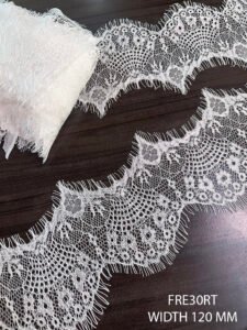 Superfine white Chantilly eyelash lace – 3-meter roll for bridal and couture elegance