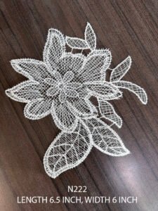 White flower lace patch N222 with fine poly embroidery