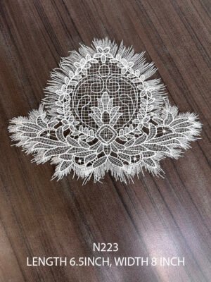 White fine neck lace patch N223 with classy embroidery