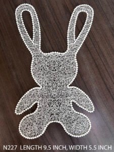 N227 white teddy bear lace patch with fine embroidery