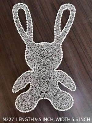 N227 white teddy bear lace patch with fine embroidery