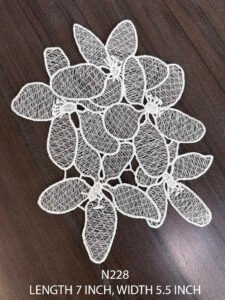 N228 white geometrical floral lace neck patch with fine embroidery