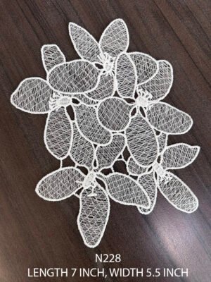 N228 white geometrical floral lace neck patch with fine embroidery