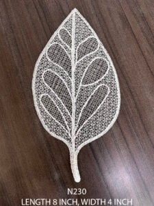N230 white leaf-shaped lace neck patch with fine embroidery