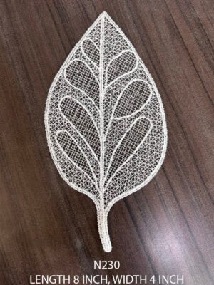 N230 white leaf-shaped lace neck patch with fine embroidery