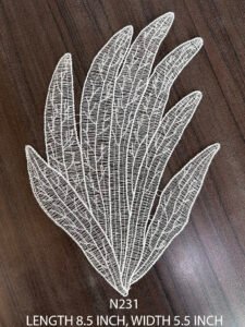 N231 white leafy lace neck patch with fine embroidery