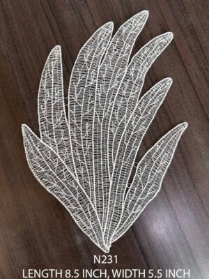 N231 white leafy lace neck patch with fine embroidery