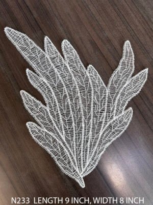 N233 big white leafy lace neck patch with fine embroidery