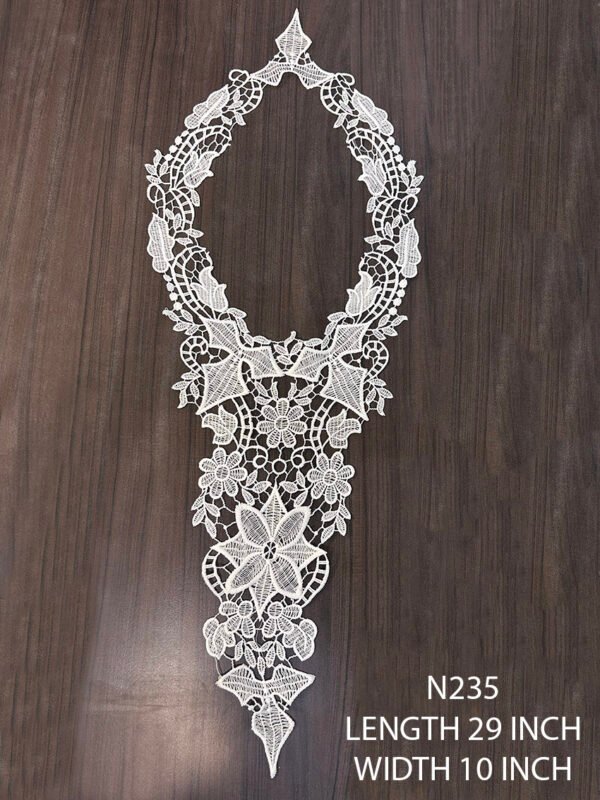 Elegant N235 29-Inch Yoke Neckline Lace Patch for Designer Garments