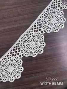 Fine cotton GPO lace SC1227, dyeable lace trim with 85mm width