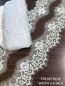 FRE207 very light blue Chantilly lace – 3 meter eyelash trim for garments
