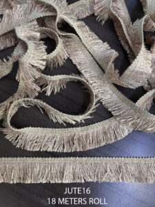 JUTE16 jute fringe lace – 25mm width, 18-meter roll for rustic crafts