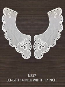 N237 white pair patch lace with oversized dyeable motifs – elegant fabric base for couture necklines