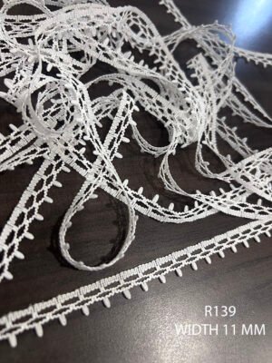 R139 Fine Raschel Small Lace Trim – 11 mm Width, Delicate and Lightweight