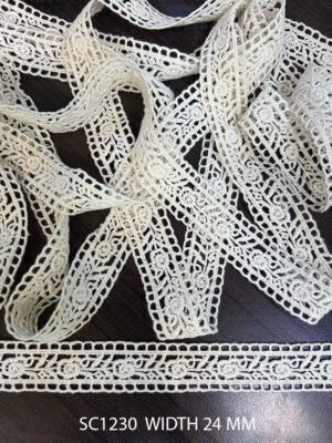 SC1230 GPO Chemical Lace – 24mm wide embroidery trim in elegant floral pattern