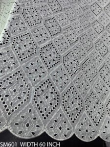 Cotton Cambric Embroidery Hakoba Fabric SM601 – Dyeable 60 Inch Width