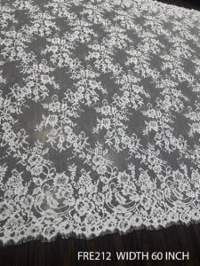 White Chantilly lace fabric FRE212 – 60 inch wide, 3 meters length