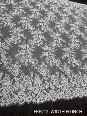 White Chantilly lace fabric FRE212 – 60 inch wide, 3 meters length