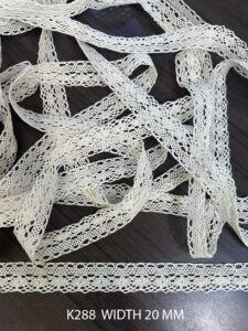 K288 20 mm cotton crochet dyeable griege lace trim