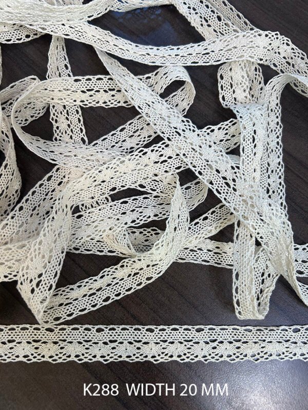 K288 20 mm cotton crochet dyeable griege lace trim