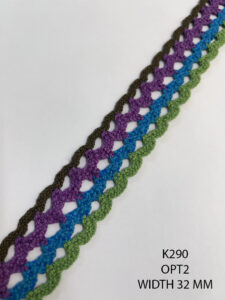 K290 multicolor cotton crochet lace 32mm wide – Color Option 2