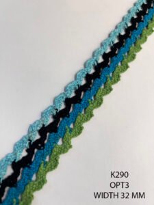 K290 multicolor cotton crochet lace 32mm wide – Color Option 3