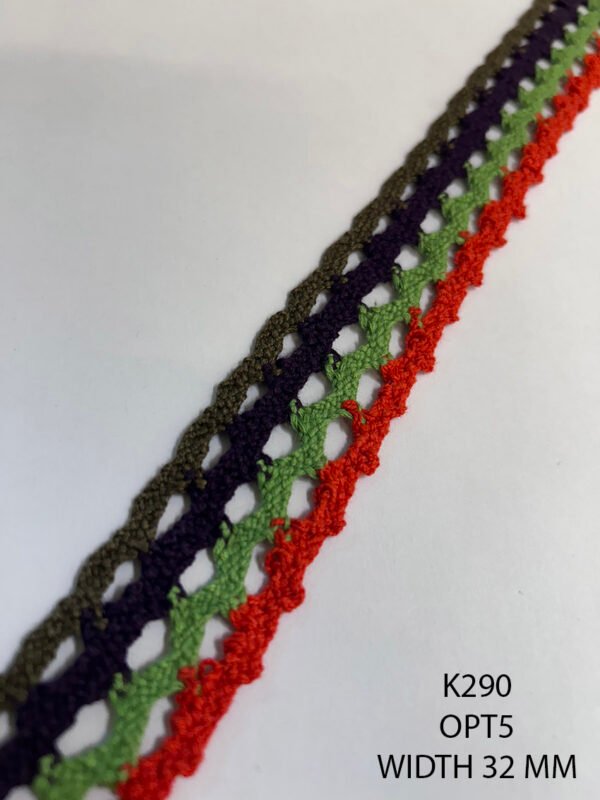 K290 multicolor cotton crochet lace 32mm wide – Color Option 5