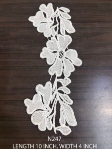 N247 white poly lace patch – 10 inch by 4 inch