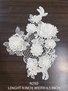 N250 poly lace neck patch – 9 inch by 6.5 inch, available in white and black