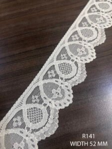 R141 White Raschel Lace – 52mm wide lace fabric