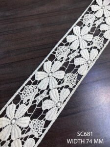 SC681 Chemical GPO Cotton Lace – Dyeable 74mm wide lace fabric in cotton base