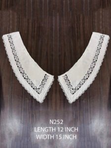 N252 neck lace patch pair in dyeable fabric, 12 inch length × 15 inch width, embroidery placement