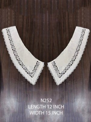 N252 neck lace patch pair in dyeable fabric, 12 inch length × 15 inch width, embroidery placement