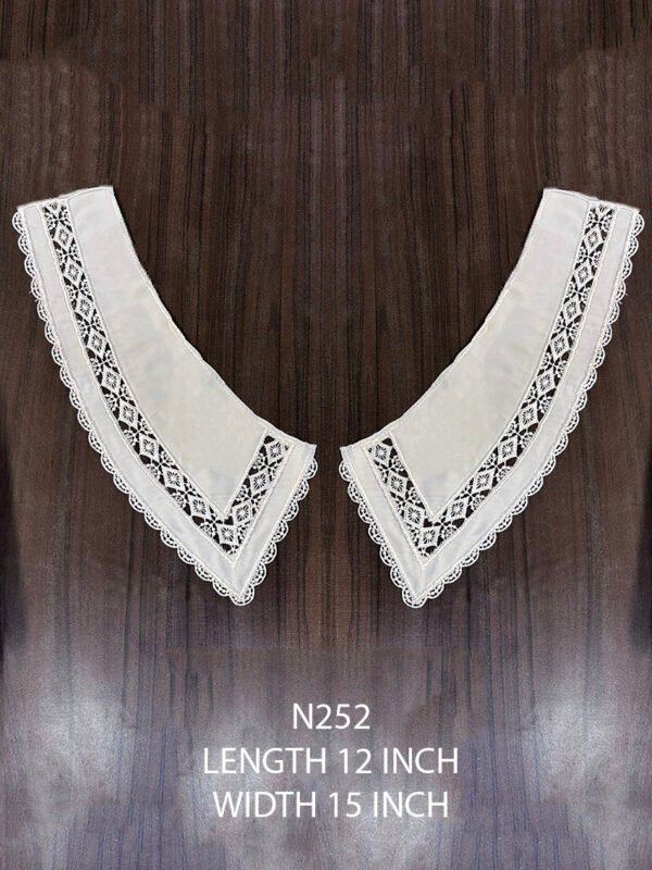 N252 neck lace patch pair in dyeable fabric, 12 inch length × 15 inch width, embroidery placement