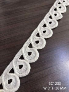 SC1233 Cotton GPO Chemical Lace fabric, 38mm width, dyeable quality, price per meter