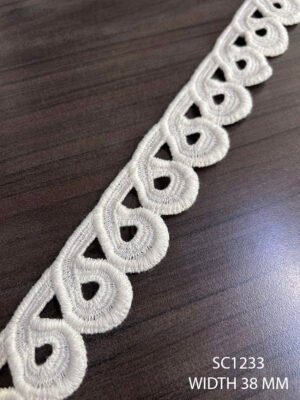 SC1233 Cotton GPO Chemical Lace fabric, 38mm width, dyeable quality, price per meter