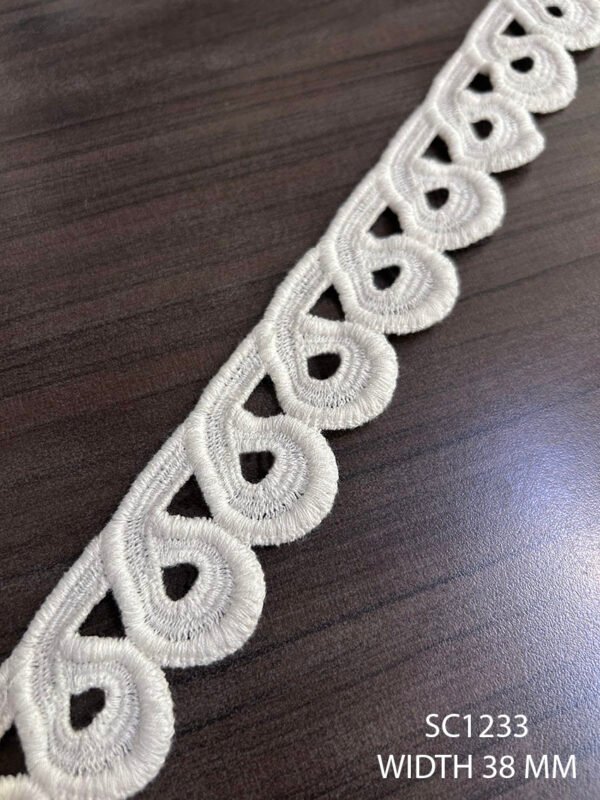 SC1233 Cotton GPO Chemical Lace fabric, 38mm width, dyeable quality, price per meter