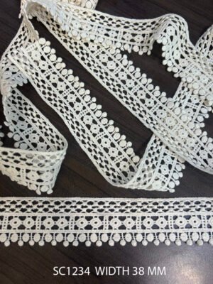 SC1234 Chemical GPO Cotton Laces – 38mm Dyeable Lace Fabric by Meter