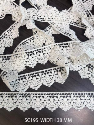 SC195 Cotton GPO Chemical Laces – 38mm Dyeable Lace Fabric by Meter