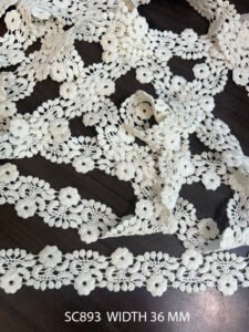 SC893 Cotton GPO Chemical Laces – 36mm Dyeable Lace Fabric by Meter