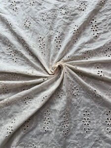 SM602 cotton embroidery Schiffly lace allover fabric, 45-inch width, dyeable, price per meter