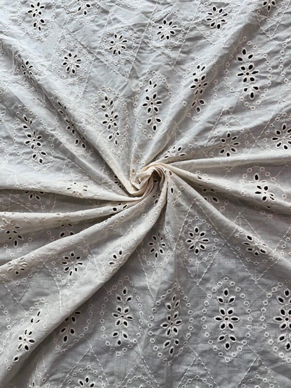 SM602 cotton embroidery Schiffly lace allover fabric, 45-inch width, dyeable, price per meter