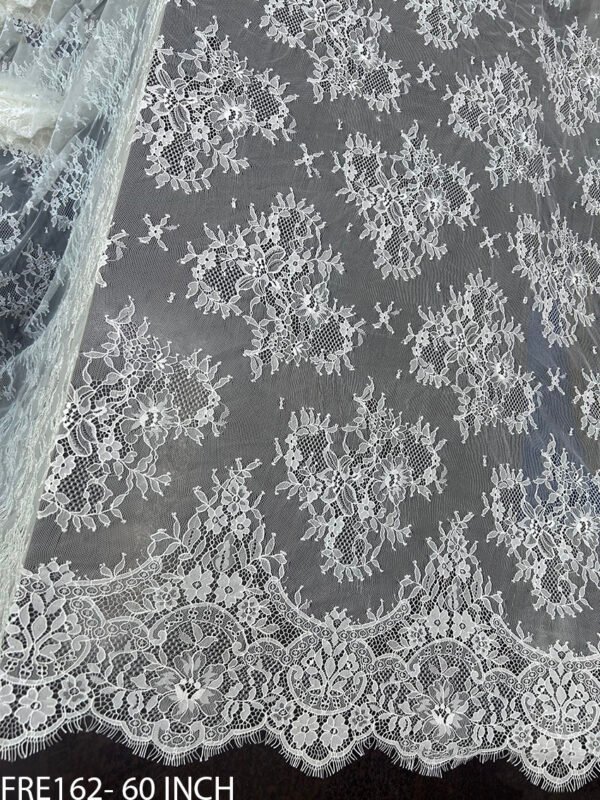 FRE162 Chantilly Eyelash Elegant Lace Fabric, 60 inch width, 3 meter roll, ideal for bridal and couture fashion
