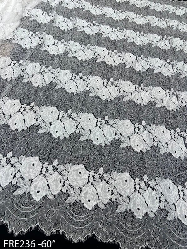 FRE236 Chantilly Eyelash Elegant Lace Fabric, 60 inch width, 3 meter roll, ideal for bridal and couture fashion