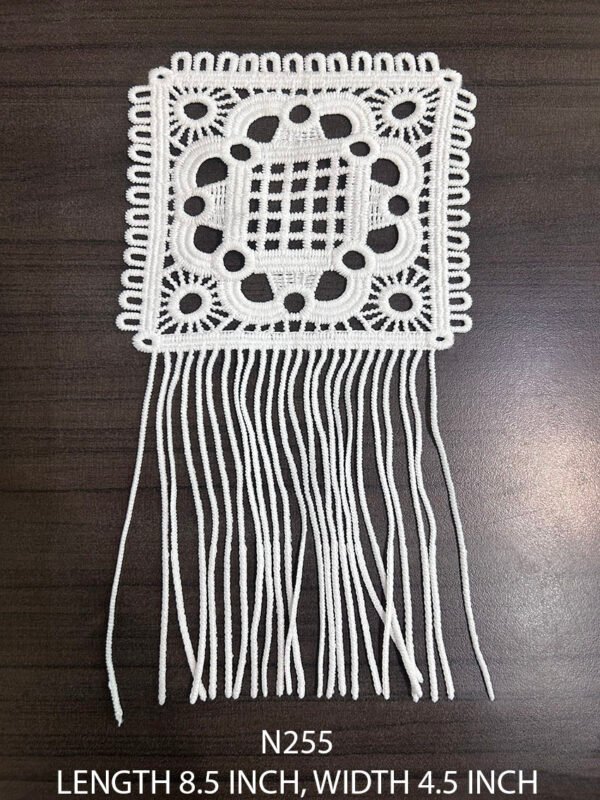 White GPO Neck Pocket Patch N255 with Fringe, 8.5x4.5 inch